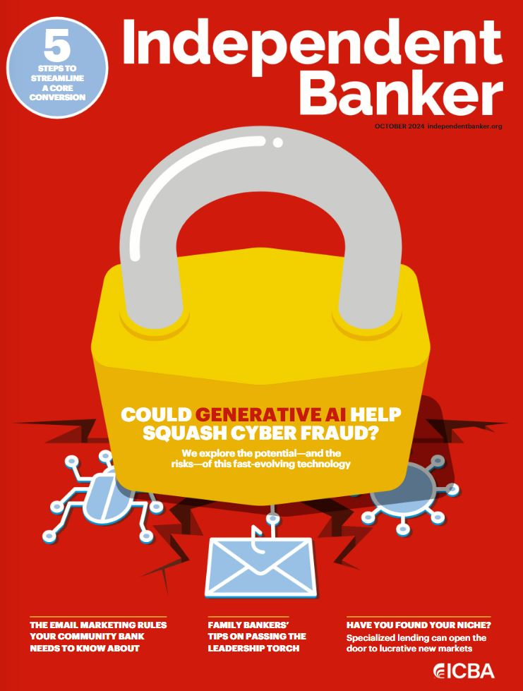 Magazine cover for Independent Banker October 2024 issue